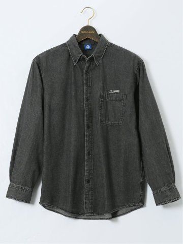 【大きいサイズ】ジェリー/GERRY 綿デニム ボタンダウン長袖シャツ