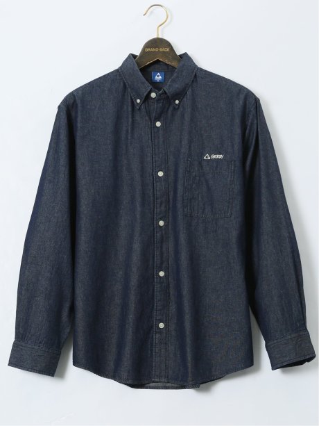 【大きいサイズ】ジェリー/GERRY 綿デニム ボタンダウン長袖シャツ