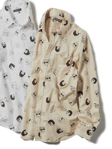 【大きいサイズ】グランバック/GRAND-BACK 綿オックス 総柄レギュラーカラー長袖シャツ