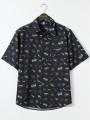 【大きいサイズ】ジェリー/GERRY 接触冷感 メッシュ 総柄 半袖 シャツ(セットアップ可能)