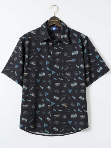 【大きいサイズ】ジェリー/GERRY 接触冷感 メッシュ 総柄 半袖 シャツ(セットアップ可能)