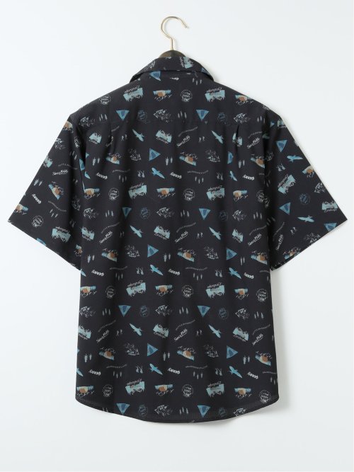 【大きいサイズ】ジェリー/GERRY 接触冷感 メッシュ 総柄 半袖 シャツ(セットアップ可能)