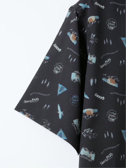 【大きいサイズ】ジェリー/GERRY 接触冷感 メッシュ 総柄 半袖 シャツ(セットアップ可能)