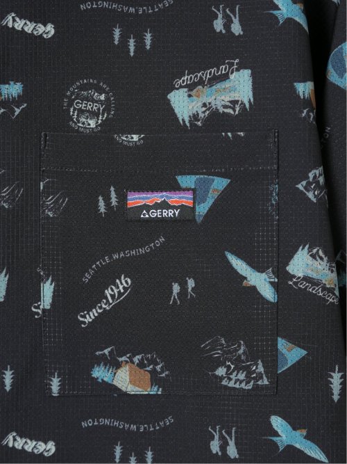 【大きいサイズ】ジェリー/GERRY 接触冷感 メッシュ 総柄 半袖 シャツ(セットアップ可能)