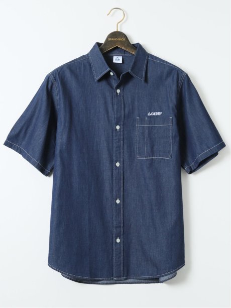 【大きいサイズ】ジェリー/GERRY デニム レギュラーカラー 半袖 シャツ