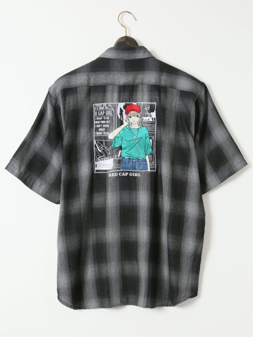 【大きいサイズ】レッドキャプガール/RED CAP GIRL オンブレチェック レギュラーカラー半袖シャツ