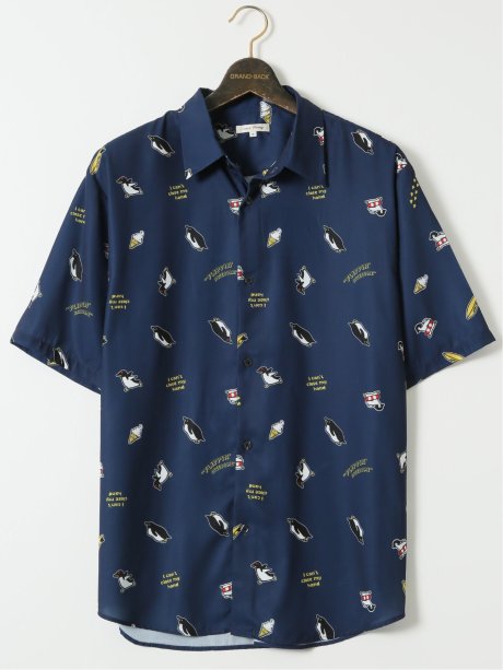 【大きいサイズ】キャンディーファンタジー/CANDY FANTASY 接触冷感 総柄 半袖 シャツ