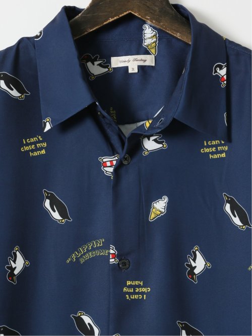 【大きいサイズ】キャンディーファンタジー/CANDY FANTASY 接触冷感 総柄 半袖 シャツ