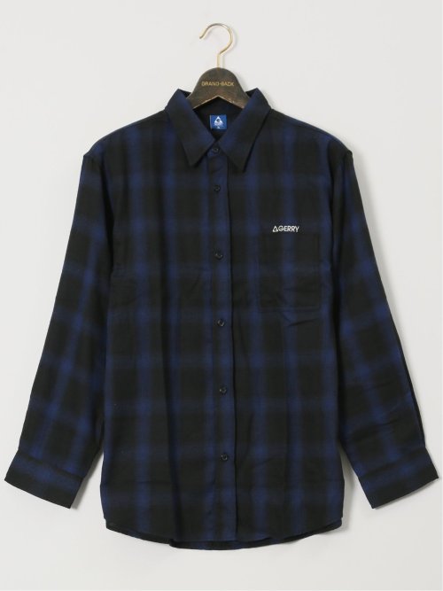 【大きいサイズ】ジェリー/GERRY オンブレチェック レギュラーカラー長袖シャツ