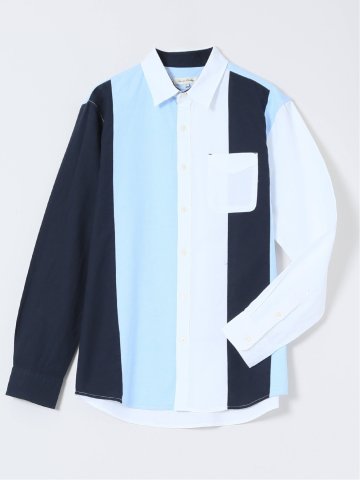 【WEB限定】綿オックス切替 レギュラーカラー長袖シャツ