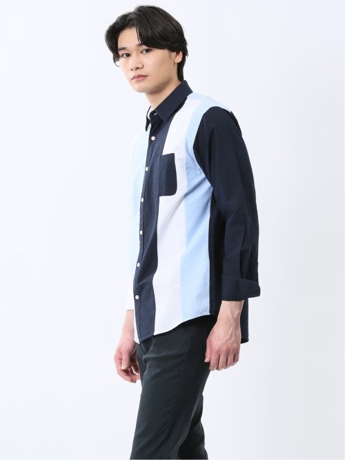 【WEB限定】綿オックス切替 レギュラーカラー長袖シャツ