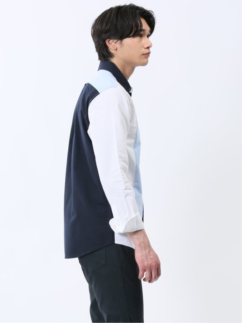 【WEB限定】綿オックス切替 レギュラーカラー長袖シャツ