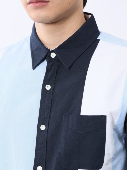 【WEB限定】綿オックス切替 レギュラーカラー長袖シャツ