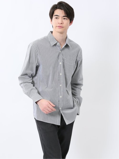 ModernRelax ストレッチ ボタンダウン長袖シャツ(M 05黒