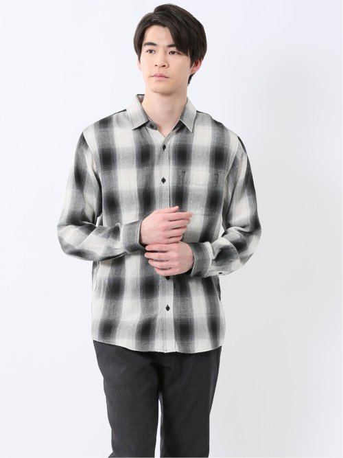【WEB限定】オンブレーチェック レギュラーカラー長袖シャツ
