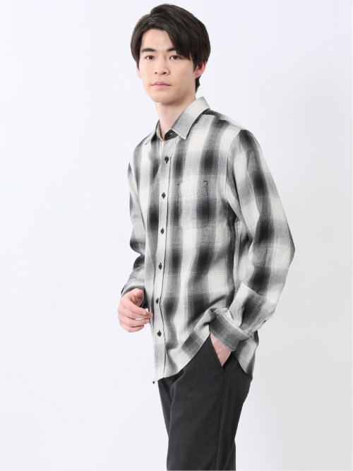 【WEB限定】オンブレーチェック レギュラーカラー長袖シャツ