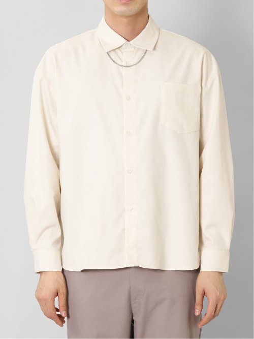 レーヨン混 ネックレス付 長袖BIGシャツ