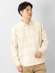 レーヨン混 チェック柄 長袖BIGシャツ