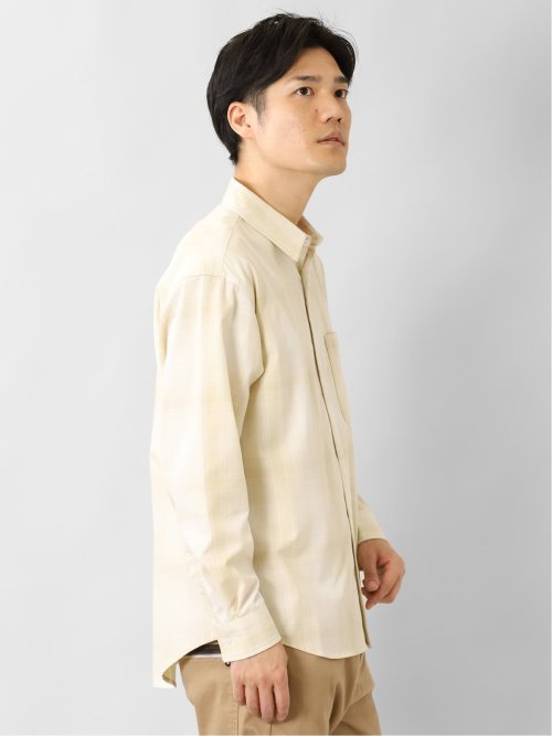 レーヨン混 チェック柄 長袖BIGシャツ