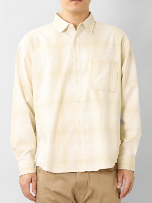 レーヨン混 チェック柄 長袖BIGシャツ