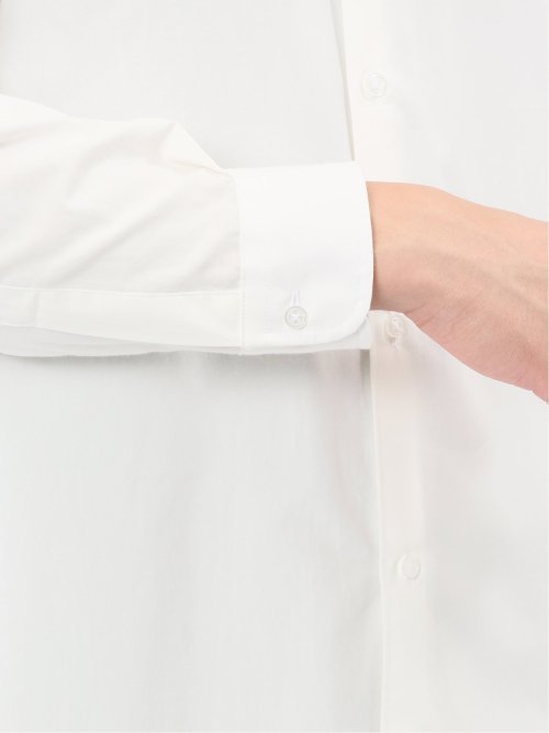 コットンタイプライター バンドカラー長袖シャツ