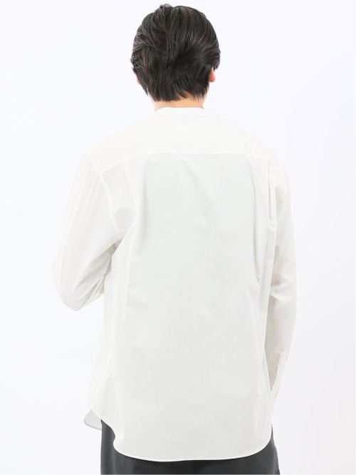 コットンタイプライター バンドカラー長袖シャツ