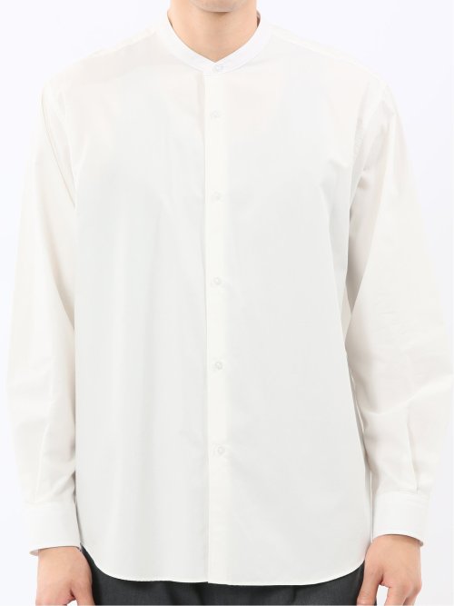 コットンタイプライター バンドカラー長袖シャツ