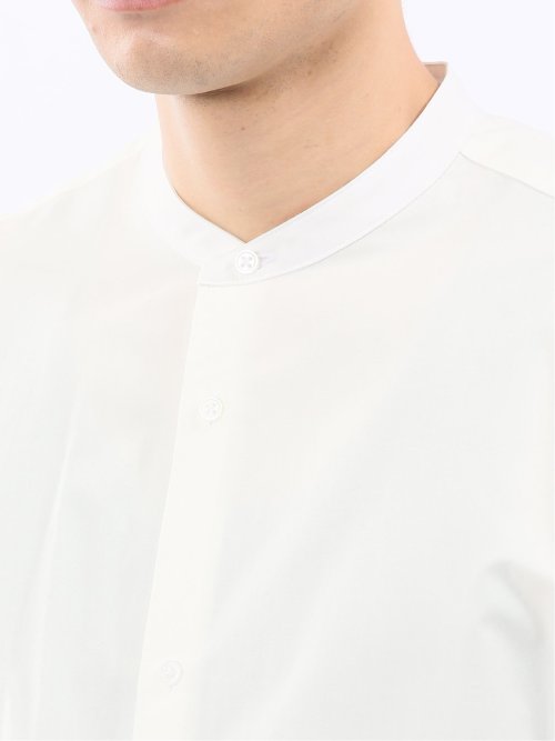 コットンタイプライター バンドカラー長袖シャツ