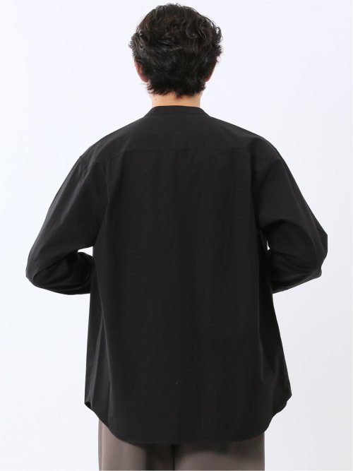 コットンタイプライター バンドカラー長袖シャツ