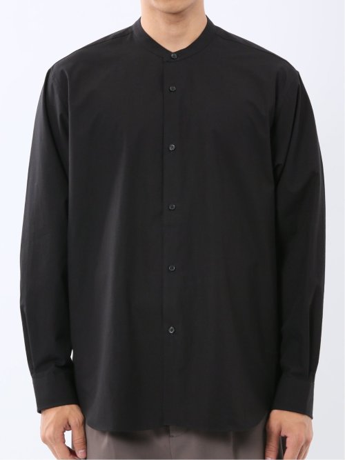 コットンタイプライター バンドカラー長袖シャツ