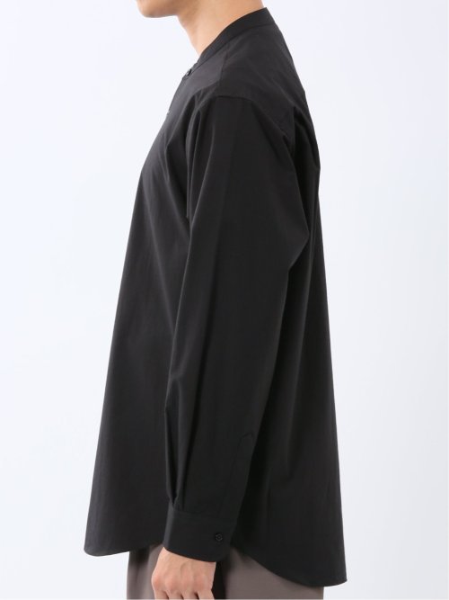 コットンタイプライター バンドカラー長袖シャツ