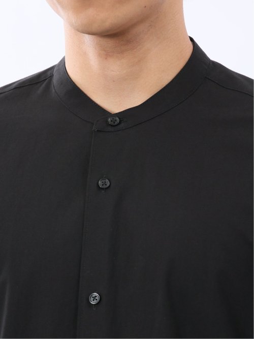 コットンタイプライター バンドカラー長袖シャツ