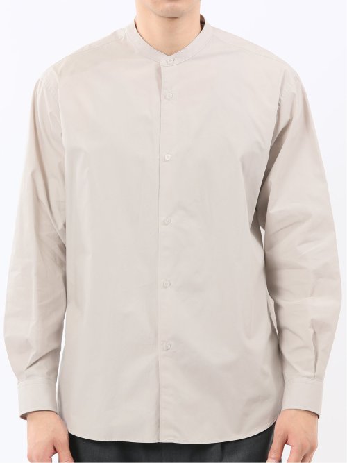 コットンタイプライター バンドカラー長袖シャツ