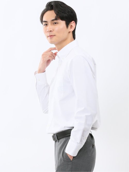 綿混オックス ボタンダウン長袖シャツ