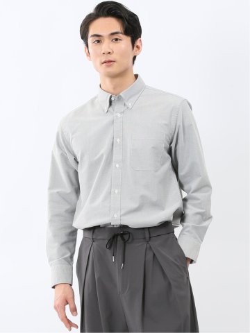 綿混オックス ボタンダウン長袖シャツ
