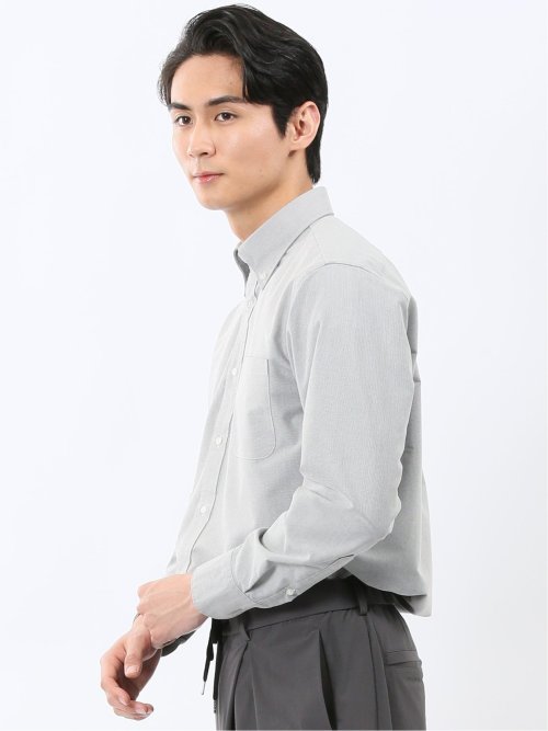 綿混オックス ボタンダウン長袖シャツ