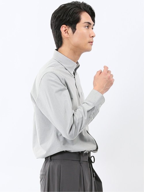 綿混オックス ボタンダウン長袖シャツ