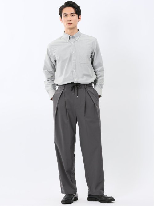 綿混オックス ボタンダウン長袖シャツ