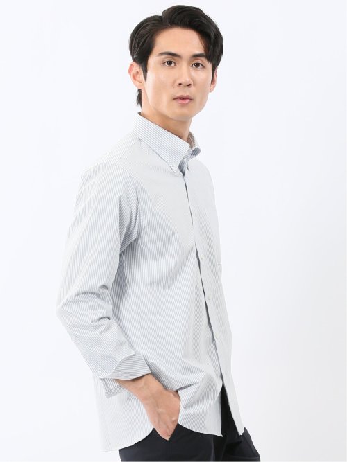 綿混オックス ボタンダウン長袖シャツ