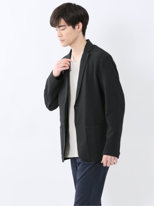 ドットエア サッカーチェック 2ボタン シャツジャケット