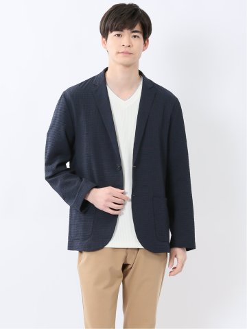 ドットエア サッカーチェック 2ボタン シャツジャケット