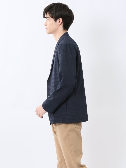 ドットエア サッカーチェック 2ボタン シャツジャケット