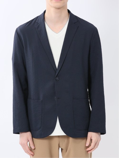 ドットエア サッカーチェック 2ボタン シャツジャケット