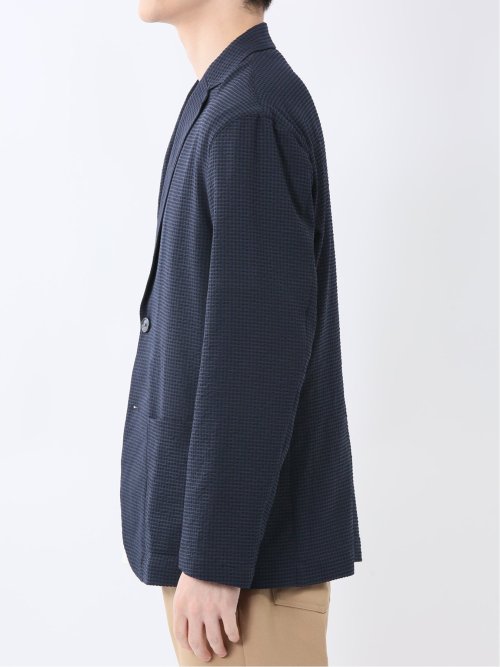 ドットエア サッカーチェック 2ボタン シャツジャケット