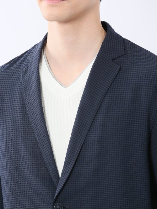 ドットエア サッカーチェック 2ボタン シャツジャケット