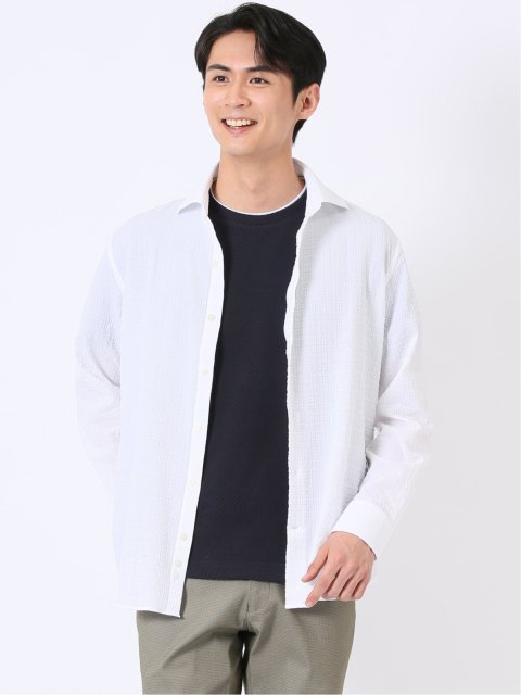 ストレッチ ブロックサッカー カッタウェイ 長袖 シャツ