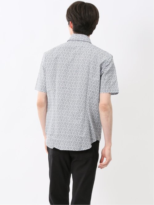 メッシュ 小花プリント カッタウェイ半袖シャツ