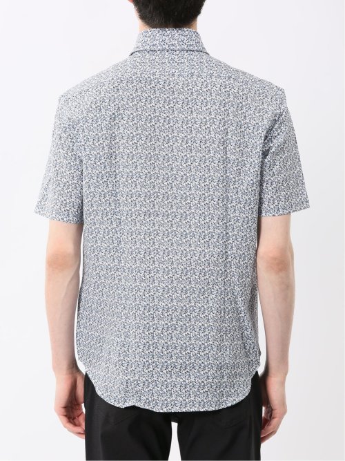 メッシュ 小花プリント カッタウェイ半袖シャツ