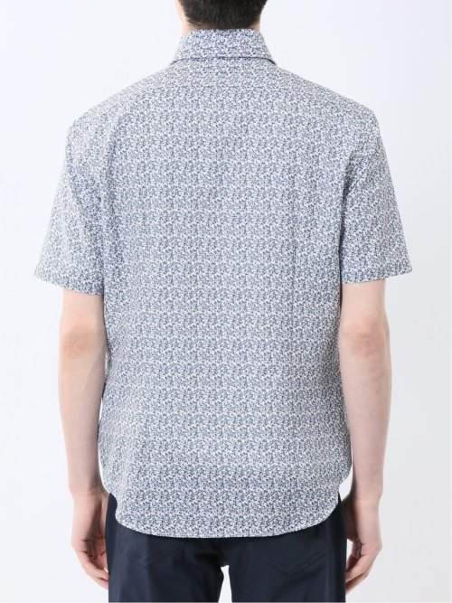 メッシュ 小花プリント カッタウェイ半袖シャツ