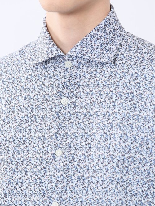 メッシュ 小花プリント カッタウェイ半袖シャツ